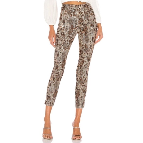 We The Free Faux Snakeskin Print Raw Hem Ankle High Rise Jeggings Sz.31 NWT - Picture 1 of 16